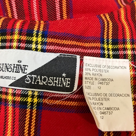 Vintage Red tartan women’s crop jacket blazer. Old money 80s crop vintage 12 - Picture 5 of 6